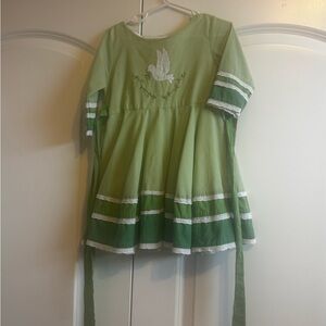 Well Dressed Wolf Green Dress with Bird Embroidery